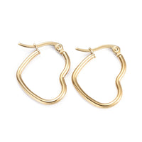 Stainless Steel Hoop Earrings Stainless Steel Heart Gold 24x19.5x 1x0.7mm Z408