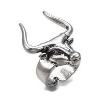 Alloy Cuff Ring Wide B Ring Bull Antique Silver Size 9 Adjustable 19.5mm P449