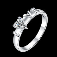 Sterling Silver Plated Fashion Ring AAA Zirconia Women Love B386