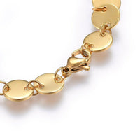 Stainless Steel Link Bracelet Lobster Flat Round Gold 7-1/2inches(19cm) 8mm Z102