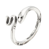 Alloy Cuff Finger Ring Snake Antique Silver Size 7 Adjustable 17mm P395