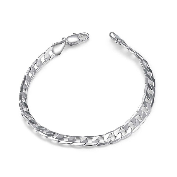 Sterling Silver Plated Bracelet 7.5 Inches 6.4MM Lobster L313