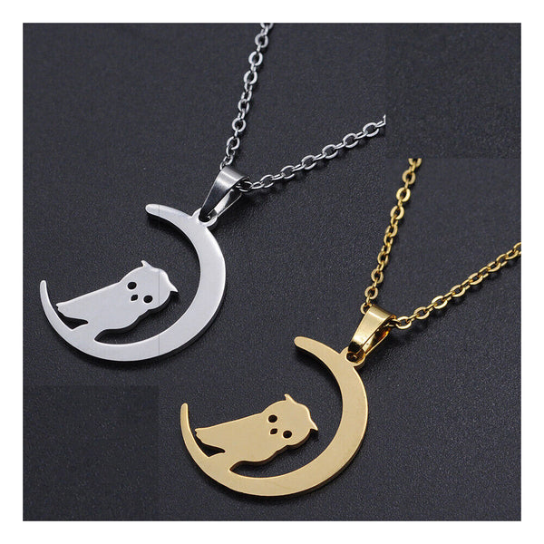 Stainless Steel Pendant Necklace Lobster Halloween Owl Moon 17.71" 1.5mm P92