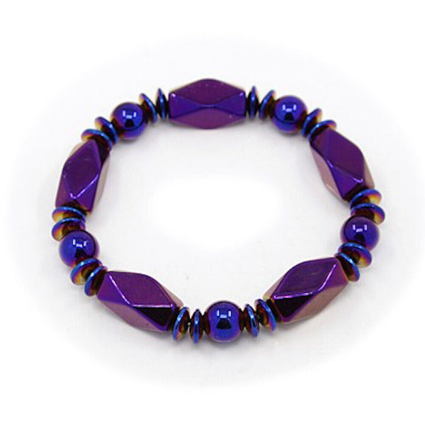 Fashion Magnetic Synthetic Hematite Stretchy Bracelet Purple 64mm Z167