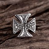 Stainless Steel Antique Gothic Biker Tribal Ring Black Men's Unisex Cross B224