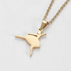 Stainless Steel Set Earring Pendant Necklace Dancer Gold 18" P769