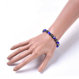 Handmade Evil Eye Stretch Bracelet Non-Magnetic Hematite Blue 2-1/4"(5.8cm) Z239