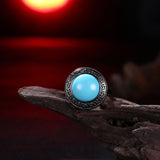 Platinum Plated Black Gunmetal Halo Fashion Ring Women's Kallaite Blue B495