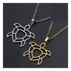 Stainless Steel Pendant Necklace Lobster Clasp Turtle Gold 17.71" 1.5mm P96