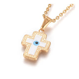 Stainless Steel Enamel Pendant Necklace Chain Lobster Cross Gold 17.5" 1.5m A250