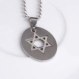 316L Stainless Steel Pendant 0.84X1.04 Inch Hexagram  Silver  Necklace 22" B62