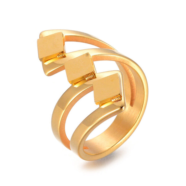 304 Stainless Steel Finger Rings Wide Band Rings Gold Size 7 17mm Z714