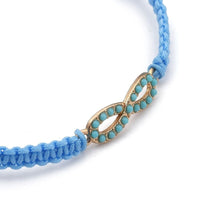 Adjustable Nylon Cord Braided Bead Bracelet Resin Round Infinity Blue Z148