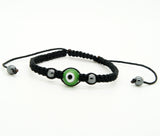 Evil Eye GOOD LUCK Bracelet Glass Green Adjustable size Nylon Cord