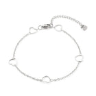 Stainless Steel Cable Anklet Bracelet Heart Lobster Silver 9" 23.3cm Z20