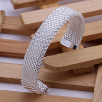 Unisex Sterling Silver Plated Cuff Bangle Bracelet L84