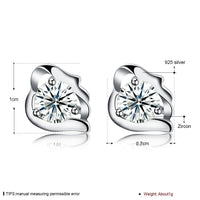 Sterling Silver Earrings  Stud AAA Zirconia  Push Back Clasp L738