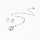 Religion Stainless Steel Set Pendant Necklace Earrings Ring Star David 17" A457