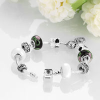 Sterling Silver European Beads  8 Inches 2.7MM  Magnetic Clasp Bracelet L107