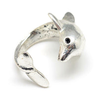 Alloy Cuff Finger Ring Dolphin Size 4 Antique Silver Size 4 Adjustable 15mm P428