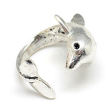 Alloy Cuff Finger Ring Dolphin Size 4 Antique Silver Size 4 Adjustable 15mm P428