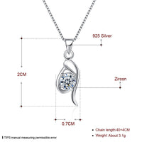 Sterling Silver Necklace Pendant Drop AAA Zirconia 18" 1MM Lobster Clasp B418