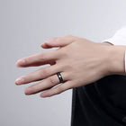Stainless Steel Band Wedding Ring Black Men's Unisex Heart Rate B428