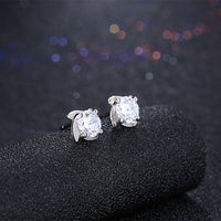 Sterling Silver Plated  Earrings  Stud AAA Zirconia  Push Back Clasp L789