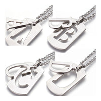 Stainless Steel Initial Pendant Necklace Lobster Chain Alphabet Letter 27" A385