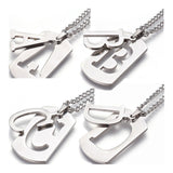 Stainless Steel Initial Pendant Necklace Lobster Chain Alphabet Letter 27" A385