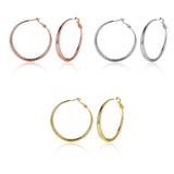 Rose Gold Platinum Plated  Earrings Hoop French Clip  1.64" L238