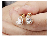 Gold Plated Earring  Drop Tear AAA Cubic Zirconia Women's G247