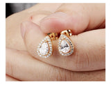 Gold Plated Earring  Drop Tear AAA Cubic Zirconia Women's G247