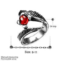 Stainless Steel Antique Gothic Biker Tribal Ring Black Red Men's Unisex B230