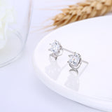 Sterling Silver Plated  Earrings  Stud AAA Zirconia  Push Back Clasp L804