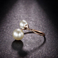 Rose Gold Plated Acrylic Pearl Cuff Rings Open Rings Gold Size 7 Adjustable Z689