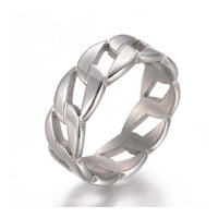 Stainless Steel Ring Wide Rings Curb Chain Shape Silver   7 17mm 7mm wide AX15