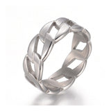 Stainless Steel Ring Wide Rings Curb Chain Shape Silver   7 17mm 7mm wide AX15