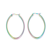 Stainless Steel Geometric Hoop Earrings Women Girls Hypoallergenic Earrings A197