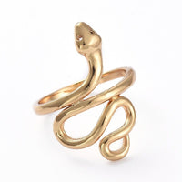 Adjustable Brass Cuff Rings Open Rings Snake Gold Size 6 16.7mm Z698