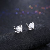 Sterling Silver Plated Earrings  Stud AAA Zirconia  Push Back Clasp L780