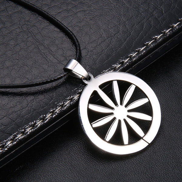 Men's Unisex Stainless Steel Leather Necklace Leaf L44