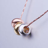 Rose Gold Plated  Necklace Pendant Gold Rose Beads 21 Inches 1MM Lobster B75