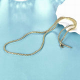 Stainless Steel Iron Box Chain Necklace 18K Gold Plated 22" 3mm P18