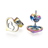 Stainless Steel Stud Earrings Earring Backs Heart Heart 8x10mm Pin: 0.7mm A171