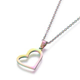 Stainless Steel Set Stud Earring Pendant Necklace Heart 17.7" Pin 0.8mm P479