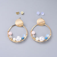 Pearl Dangle Earrings Beads Gemstone Beads Sea Shell Gold 49mm Pin 0.8mm  P645