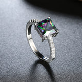 Platinum Plated Fashion Ring Multicolor AAA Zirconia Women B324