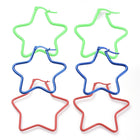 304 Stainless Steel Hoop Earrings Star Blue Green Yellow Red 1.6" To 2.3" P574