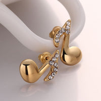 Gold Zirconia Stud Earrings Song Notes Melody L104